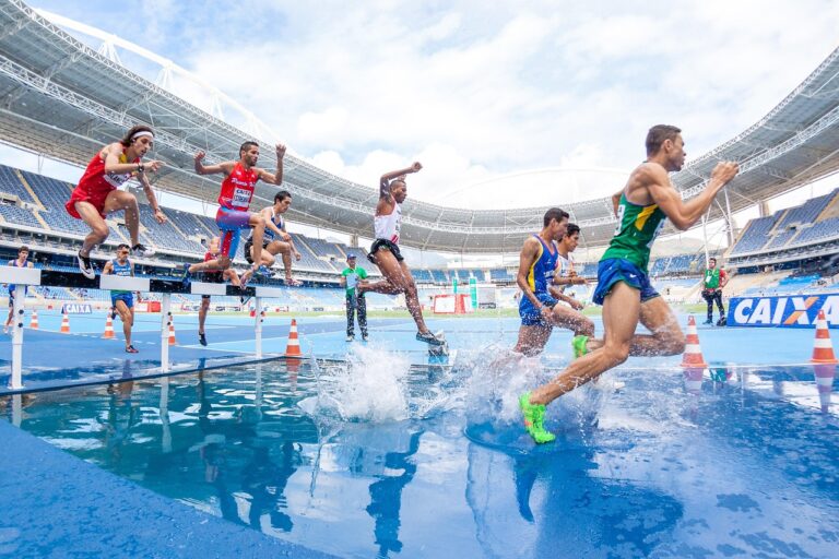 action, athletes, competition, hurdles, men, people, race, running, splash, nature, sport, stadium, track and field, water, blue water, action, race, race, running, running, running, running, sport, sport, sport, sport, sport