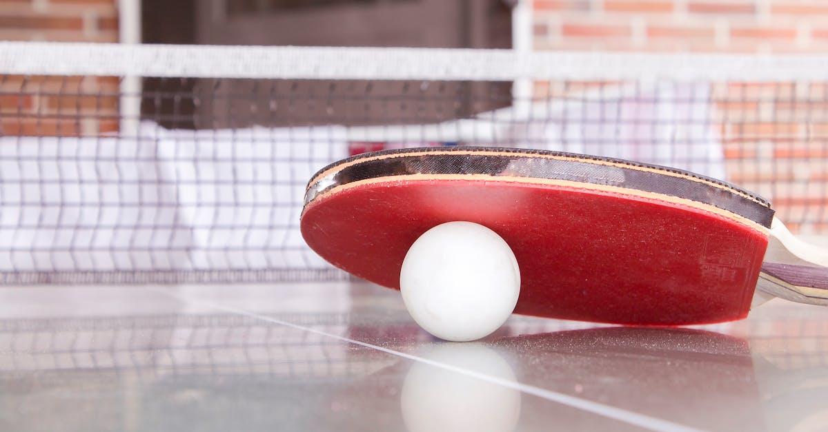 Close-up shot of a table tennis paddle and ball on a table, capturing the essence of the sport. peralatan tenis meja